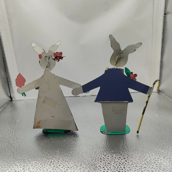 Department 56 Metal Easter Bunny Couple Figurines – Rustic Spring Decor 6 in - Picture 13 of 13